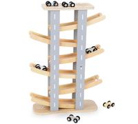 Mamabrum, Piste en Bois - Toboggan pour Voitures - 6 étages, Piste de 6 étages, 6 Petites Voitures colorées, pour Les Enfants à partir de 18 Mois Piste de Course Automobile en marbre en Bois Enfants