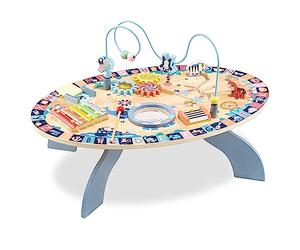 mamabrum Table d’activité en Bois 7-en-1 - éveil Musical (Tambour, cymbales), motricité & Jeu sensoriel - Bois Massif, sécurité dès 6 Mois - idéal Partage & Apprentissage