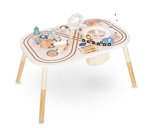 mamabrum Table d'appoint éducative en Bois 10in1, Table d'appoint Animaux pour Enfants 3+, Boucle motrice avec Perles, trieuse de Forme, hochet et Miroir, Jouet d'éducation précoce