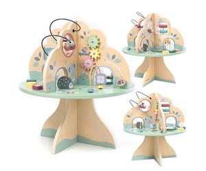 mamabrum Table d'apprentissage en Bois, Arbre Multifonctionnel avec Boucle de Moteur, Trieur Formes, Abaque, Horloge - Jouet Éducatif 12m+ pour Développement Sensoriel