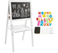 Mamabrum Tableau Enfant Bois Chevalet 52 X 42 X 98 CM Magnétique Feutre & Tableau Noir à Craie - Hauteur Réglable Accessoires