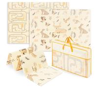 Mamabrum Tapis en mousse pour enfants pour apprendre à ramper, tapis pliable double face grand 180 x 120 x 1 cm, tapis de chambre d'enfant, mousse XPE pour bébé (forêt magique/rues d'automne)