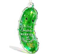 MAMAGIFTREE Décoration de Noël 2025 avec inscription « Our First Christmas Married » - Souvenir amusant en verre à gros aneth, cadeaux de mariage uniques pour les couples, les jeunes mariés, Mr et Mrs