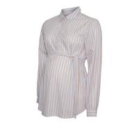 MAMALICIOUS Mlcabana Lia L/S Où Chemise 2F Blouse, Bleu Clair/Rayures : Orange Vif, XL Femme
