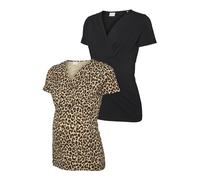 MAMALICIOUS Mlmia Tess AOP SS JRS Top 2f 2-p E. A. T-Shirt, Noir/Blanc, XL Femme
