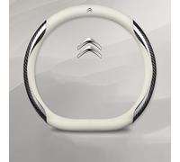 MAMAMALONG Couvre Volant Voiture pour Citroen C4 II / DS4 10.2010-12.2020, Antidérapant Respirant Couvre/Protégé Volant Voiture Doux et Confortable Durable Housse Volant Voiture,B-White