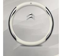 MAMAMALONG Couvre Volant Voiture pour Citroen C4 II / DS4 10.2010-12.2020, Antidérapant Respirant Couvre/Protégé Volant Voiture Doux et Confortable Durable Housse Volant Voiture,A-White