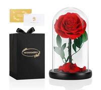 MAMAMIKO Rose Eternelle sous Cloche, Fleur Eternelle Cadeau, Rose Eternel Rouge,Idée Cadeau pour Femme,Saint-Valentin,Anniversaire,Fête des Mères,Fête des Grands-Mères,Copine,Amie,Mamie