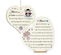 Maman Cadeaux Anniversaire Enseignes en Bois Suspendre Ensemble de 2 Pièces Mère Noël Plaques Cœur Nana Famille Fête des Mères Femmes Merci Je t'aime Retraite Appréciation Géniale Souvenirs