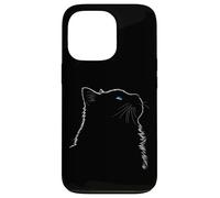 Maman Chat Ragdoll Art Linéaire Minimaliste Yeux Bleus Coque pour iPhone 13 Pro