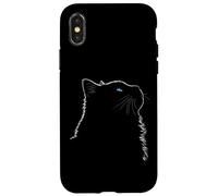 Maman Chat Ragdoll Art Linéaire Minimaliste Yeux Bleus Coque pour iPhone X/XS