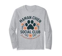 Maman Chien Cadeau Femme Amour Chiot Empreinte Fleur Manche Longue