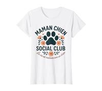 Maman Chien Cadeau Femme Amour Chiot Empreinte Fleur T-Shirt