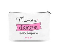 Maman d'amour Cadeau Fete des Meres Pochette Cadeaux d'anniversaire Femme Trousse de Maquillage Organisateur Idee Cadeau Mère Trousses à Maquillage