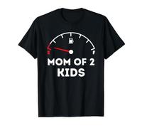 Maman de 2 Enfants - Running on Empty - Fête des mères Amusante T-Shirt Graphique avec Valeur, Homme, Noir, L