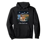 Maman de Baseball drôle avec Un Chien Cockapoo, Je vis Ici Maintenant Sweat à Capuche
