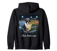 Maman de Baseball drôle de Boston Terrier, Je vis Ici Maintenant Sweat à Capuche
