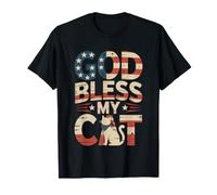 Maman De Chat Patriote Que Dieu Benisse Quatre Juillet USA T-Shirt