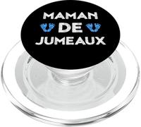 Maman de jumeaux empreintes de pas bleues pour un garçon PopSockets PopGrip pour MagSafe