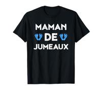Maman de jumeaux empreintes de pas bleues pour un garçon T-Shirt
