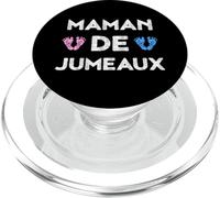Maman de jumeaux fille et garçon empreintes de pas roses et PopSockets PopGrip pour MagSafe