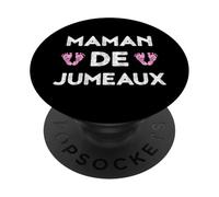 Maman De Jumelles Empreintes Roses Bébé Filles PopSockets PopGrip Adhésif