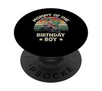 Maman de la fête d'anniversaire Monster Truck T-Rex Mom PopSockets PopGrip Adhésif
