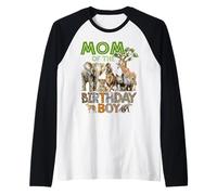 Maman de l'anniversaire d'un garçon Safari Zoo Animaux Famille Bday Party Manche Raglan
