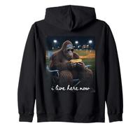 Maman drôle de Baseball Bigfoot, Je vis Ici Maintenant Sweat à Capuche