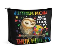 Maman d'un enfant autiste : Certains admirent leurs héros. J'élève les miens. Trousse de maquillage en PU, pochette de rangement de voyage, imperméable avec fermeture éclair, pour femme, 17,3 x 15 cm.