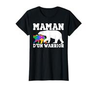 Maman D'Un Warrior Ours Famille Autisme Autiste Femme Cadeau T-Shirt