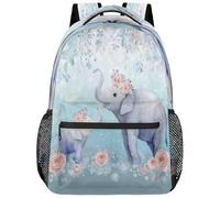 Maman Éléphant Et Son Petit Avec Une Fleur Cartables Scolaires Unisexe Cartable Scolaire Léger Sacs A Dos Pour Homme Femme Camping 29X40Cm