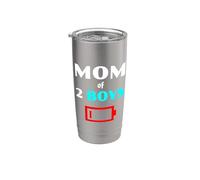 Maman fatiguée de 2 garçons drôle mère avec deux fils batterie faible Gobelet isotherme en acier inoxydable double paroi