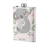Maman koala et son bébé, tout mignons,Flasque de poche plate de 8 oz en acier inoxydable 304, idéale pour les activités de plein air.