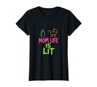 Maman Life Is Lit Néon Grossesse Révélation Graffiti Imprimé T-Shirt