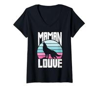 Maman Louve | Reine de la Forêt | Future Mère Fête Cadeau T-Shirt avec Col en V