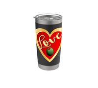MAMAN MAMIE Cœur Olive verte au poivron rouge Olives Gobelet isotherme en acier inoxydable double paroi