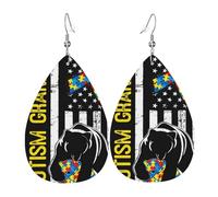 Maman Ours Autiste Drapeau Américain Sensibilisation À L'Autisme Boucle D'Oreille Double Face Boucles D'Oreilles En Cuir Tendance Boucles D'Oreilles Pour Décorations Femme