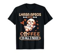 Maman Papa Buveur Chien Boire du Café Lhassa Apso Et du Café T-Shirt