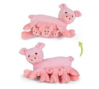 Mamanimals Doudou Cochon avec 3 bébés cochons, bébé dans Le Ventre avec Fermeture éclair, tétines magnétiques à tétiner, Ensemble en Peluche de qualité supérieure pour Enfants