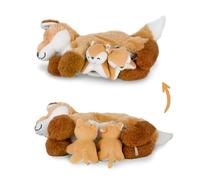 Mamanimals Doudou Renard avec 2 bébés Renards, bébé dans Le Ventre avec Fermeture éclair, tétines magnétiques pour tétines, Ensemble en Peluche de qualité supérieure pour Enfants