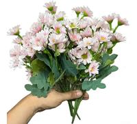 Mamans artificielles au coucher du soleil avec tiges flexibles imperméables pour une utilisation en extérieur et intérieur floral pour décoration de mariage, fête et mémoriaux (rose)
