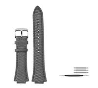 MAMA'S PEARL Bracelet De Montre Convexe En Nylon Et Cuir For Homme, Compatible For Casio Edifice EFB-680 ECB-10PB/DP/YD/HR GST-B400 26 X 14 Mm 26 X 12 Mm(Grey silver Pin,26.12mm)