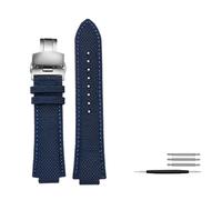 MAMA'S PEARL Bracelet De Montre Convexe En Nylon Et Cuir For Homme, Compatible For Casio Edifice EFB-680 ECB-10PB/DP/YD/HR GST-B400 26 X 14 Mm 26 X 12 Mm(Blue Folding,26.14mm)