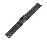 MAMA'S PEARL Bracelet de montre en acier inoxydable adapté for bracelet de montre For Swatch 17mm19mm interface dentée montres-bracelets bande hommes femmes solide montres en métal bande(Black,19mm)