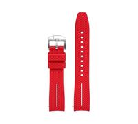 MAMA'S PEARL Bracelet De Montre En Caoutchouc À Extrémité Incurvée De 20 Mm For Omega X, Compatible For Swatch Joint, For MoonSwatch Planet, Compatible For Seamaster 300, Rolex(Red-white)