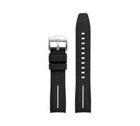 MAMA'S PEARL Bracelet De Montre En Caoutchouc À Extrémité Incurvée De 20 Mm For Omega X, Compatible For Swatch Joint, For MoonSwatch Planet, Compatible For Seamaster 300, Rolex(Black-white)