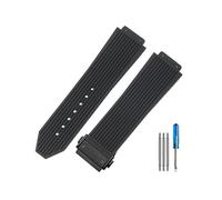 MAMA'S PEARL Bracelet De Montre En Caoutchouc Adapté For Hublot Adapté For Yubo For Big Bang Classic Fusion 17mm 19mm Étanche Spécial Interface Convexe Bracelet De Montre En Silicone(Black-Black-Z2,26