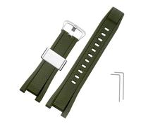 MAMA'S PEARL Bracelet De Montre En Caoutchouc Souple De Remplacement For Casio For G-Shock GST-B100/S300/410/210/W110/W100/S110/S100, Bracelet En Silicone For Homme, 26 X 14 Mm(Army green-silver B)