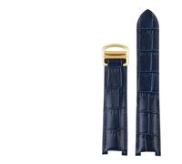 MAMA'S PEARL Bracelet de montre en cuir pour Cartier For Pasha Series Special Concave pour hommes et femmes, noir et marron, 21 x 15 m, 20 x 12 mm, 18 x 10 mm (bleu-or, 18 mm-10 mm)